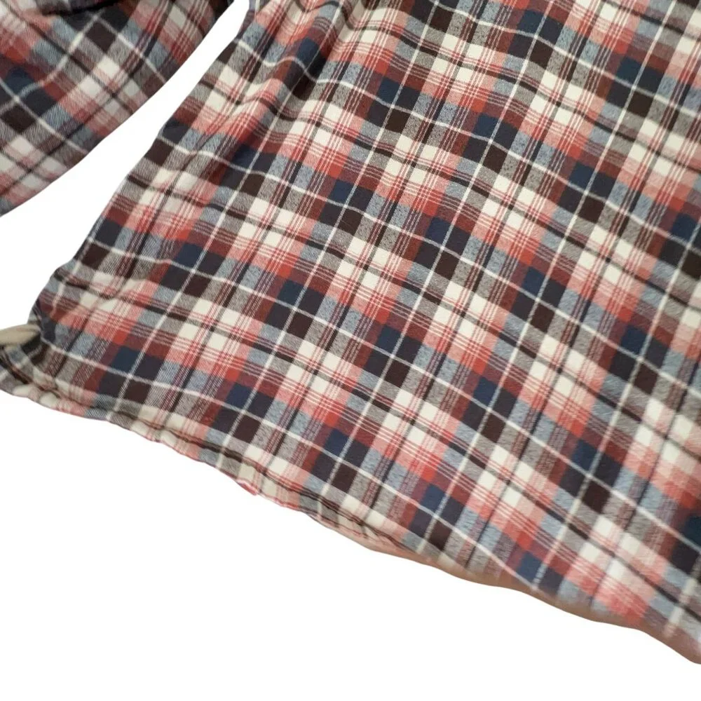 Cold Storage Mens Red Black Plaid Flannel Shirt Jacket Fleece Shacket XL Snaps